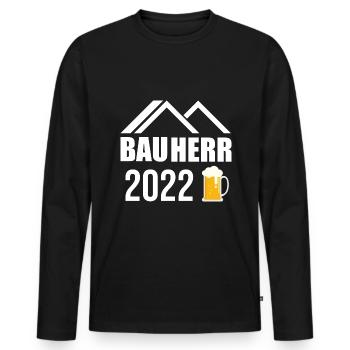 Bauherr Bier Hausbau Eigenheim Richtfest 2022 - Männer Premium Bio Langarmshirt - Schwarz - Vorne - Nico (187cm)