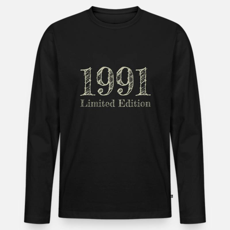 1991 - Männer Premium Bio Langarmshirt - Schwarz