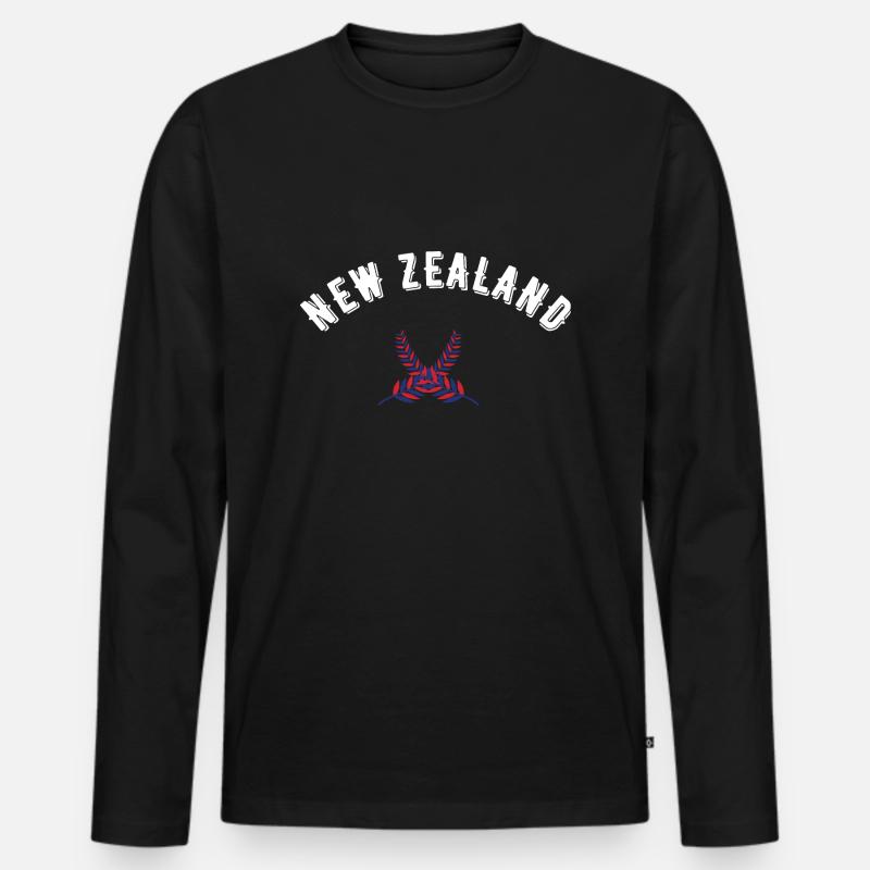 Neuseeland - Männer Premium Bio Langarmshirt - Schwarz