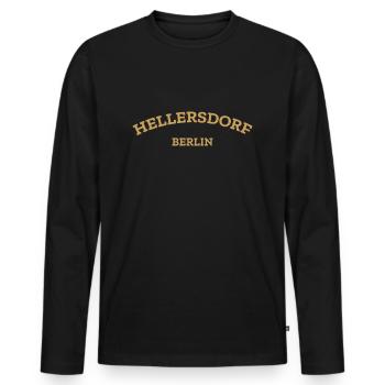 Berlin - Hellersdorf - Berlinerin - Berliner Bär - Männer Premium Bio Langarmshirt - Schwarz - Vorne - Nico (187cm)