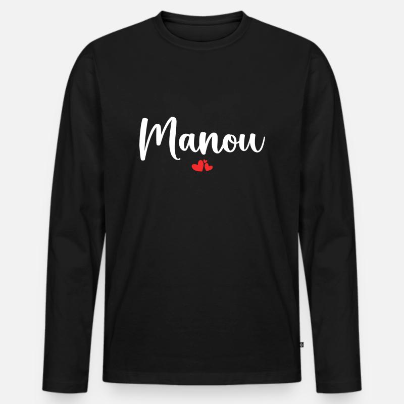 Manou - Männer Premium Bio Langarmshirt - Schwarz