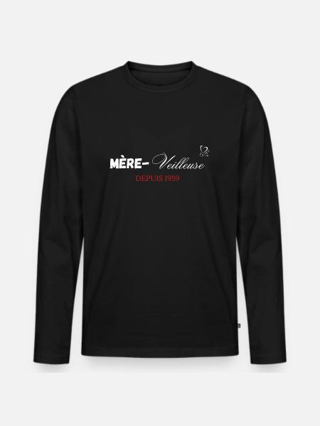 Mère veilleuse depuis 1959 - T-shirt manches longues Premium bio Homme - noir