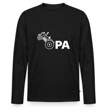 Traktor Opa Geschenkidee Großvater - Männer Premium Bio Langarmshirt - Schwarz - Vorne - Nico (187cm)