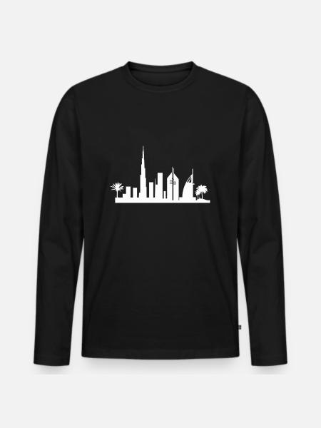 dubai skyline - Männer Premium Bio Langarmshirt - Schwarz