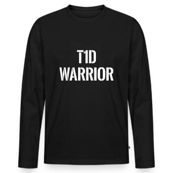 Guerrier T1D - Plaisir combatif pour diabétique de type 1 - T-shirt manches longues Premium bio Homme - noir - Devant - Nico (187cm)