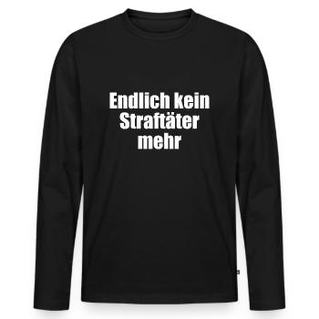 Enfin plus un criminel - T-shirt manches longues Premium bio Homme - noir - Devant - Nico (187cm)