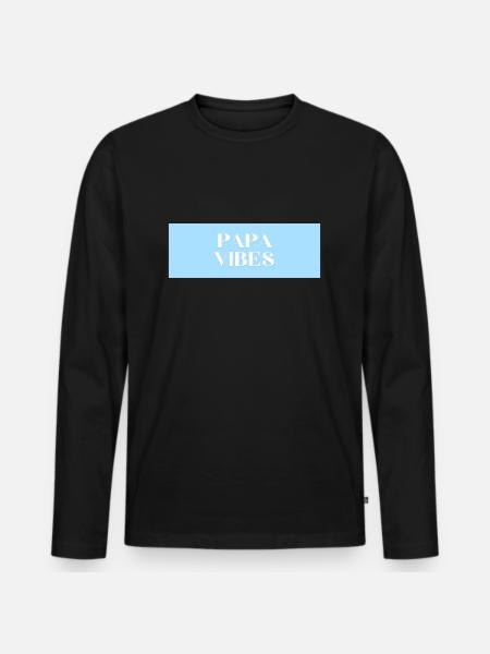 papa vibes - Männer Premium Bio Langarmshirt - Schwarz