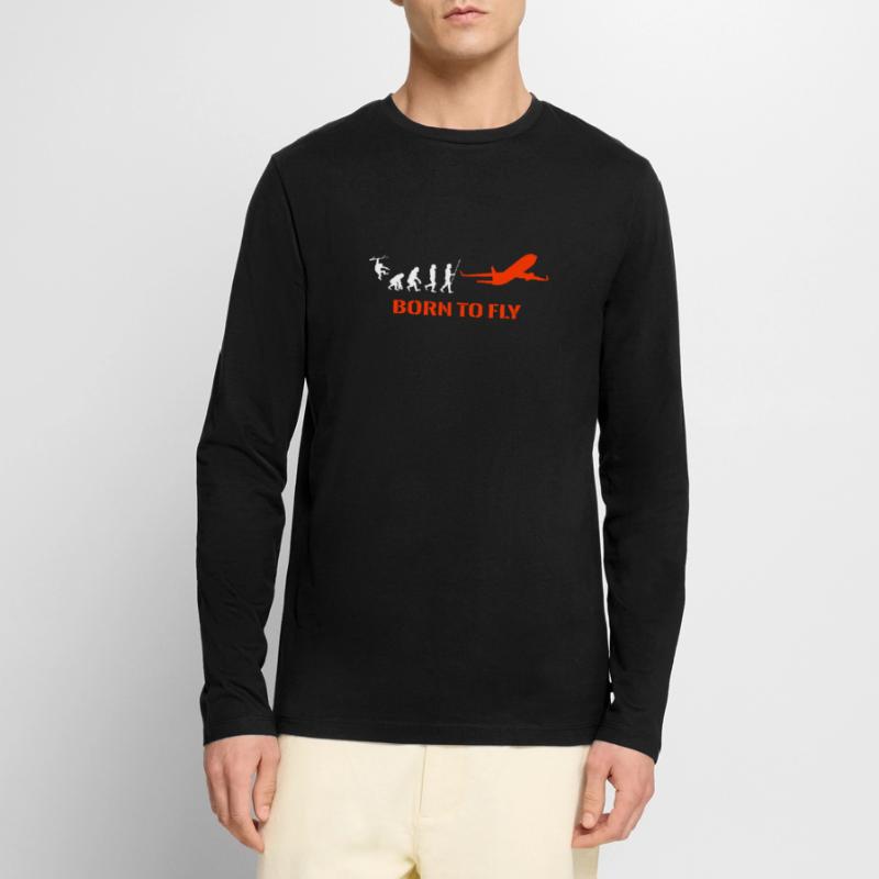 Flugzeug Pilot Evolution Männer Premium Bio Langarmshirt