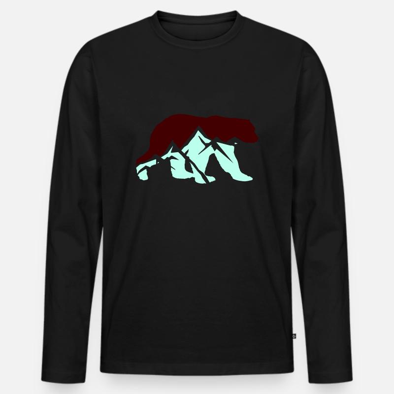 braunbär silhouette berge - Männer Premium Bio Langarmshirt - Schwarz