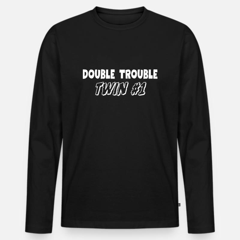 Double Trouble Zwillinge - Männer Premium Bio Langarmshirt - Schwarz