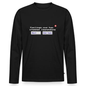 Feelings.exe reagiert nicht mehr – Glitched Sad - Männer Premium Bio Langarmshirt - Schwarz - Vorne - Nico (187cm)