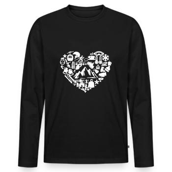 Coeur de ski chemise - T-shirt manches longues Premium bio Homme - noir - Devant - Nico (187cm)