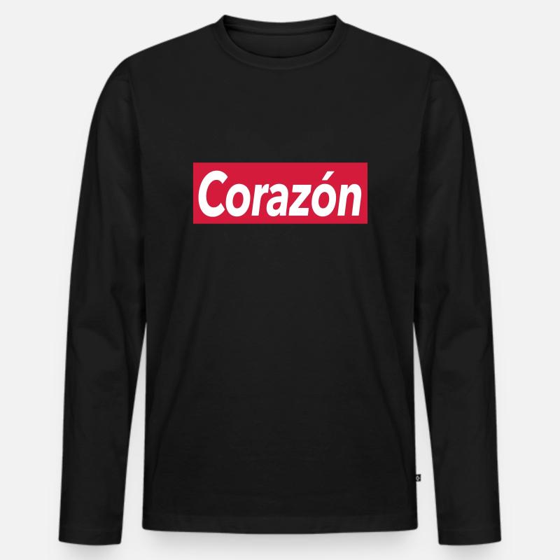 Corazon - Herz - Männer Premium Bio Langarmshirt - Schwarz