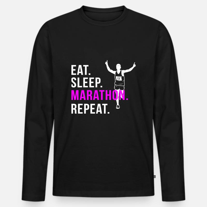 Marathon - Männer Premium Bio Langarmshirt - Schwarz