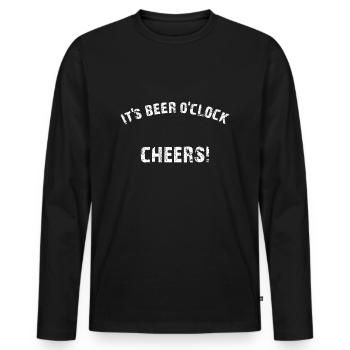 Beer o clock white - Männer Premium Bio Langarmshirt - Schwarz - Vorne - Nico (187cm)