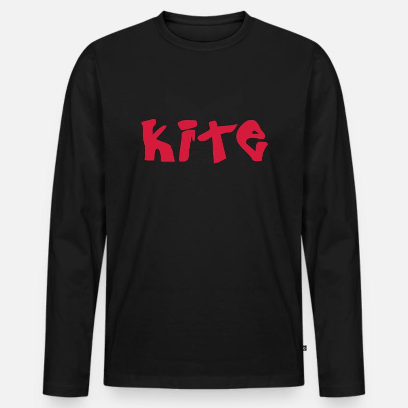 kite_vec_1 de - Männer Premium Bio Langarmshirt - Schwarz