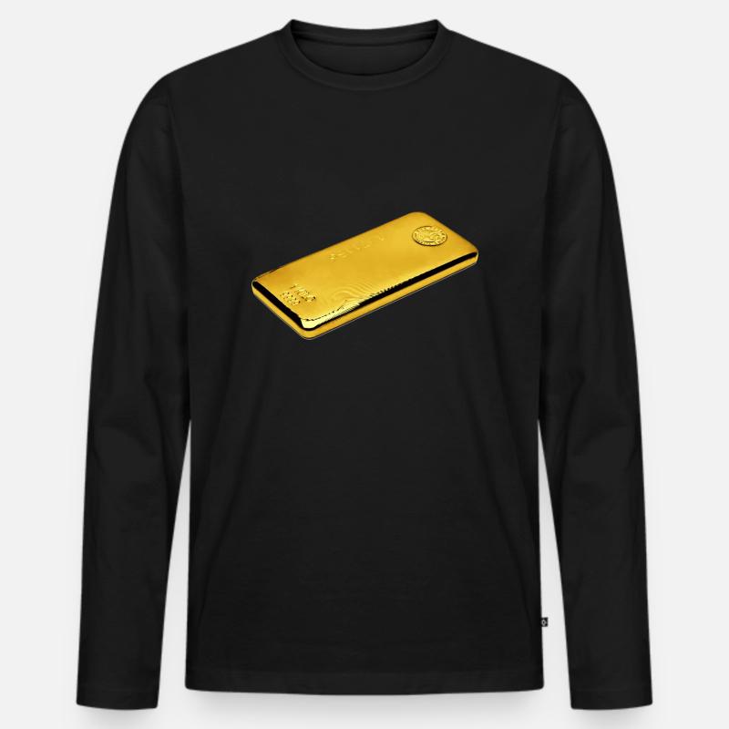 gold - Männer Premium Bio Langarmshirt - Schwarz
