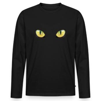 Yeux de chat yeux de tigre - T-shirt manches longues Premium bio Homme - noir - Devant - Nico (187cm)