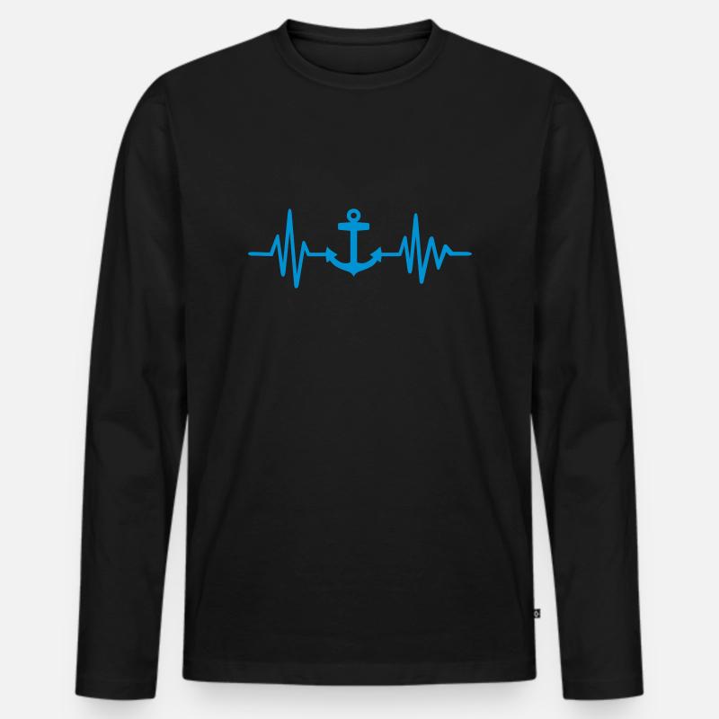 Anker - Männer Premium Bio Langarmshirt - Schwarz