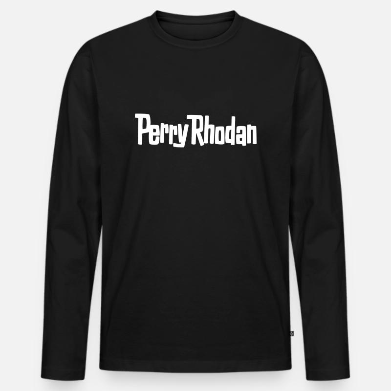 Perry Rhodan Logo weiß - Männer Premium Bio Langarmshirt - Schwarz