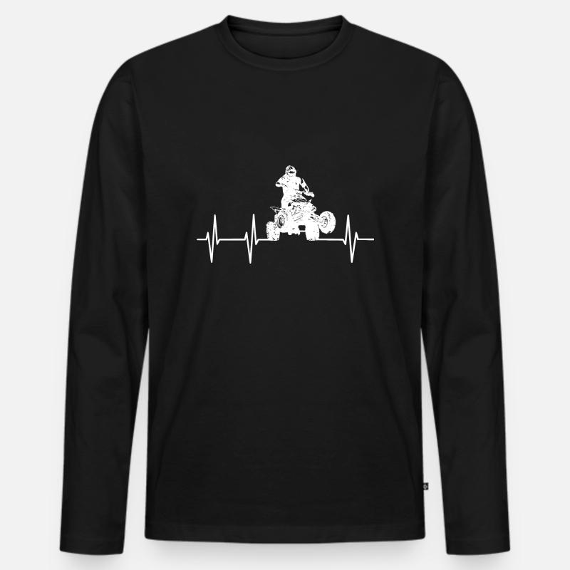 Quad Herzfrequenz - Männer Premium Bio Langarmshirt - Schwarz