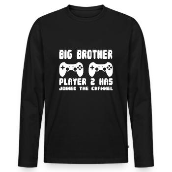 Big Brother Player 2 has joined the Channel - Men's Premium Organic Long Sleeve Shirt - black - Front - Nico (187cm)