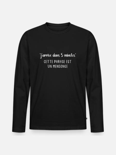 J'arrive dans 5 minutes - T-shirt manches longues Premium bio Homme - noir