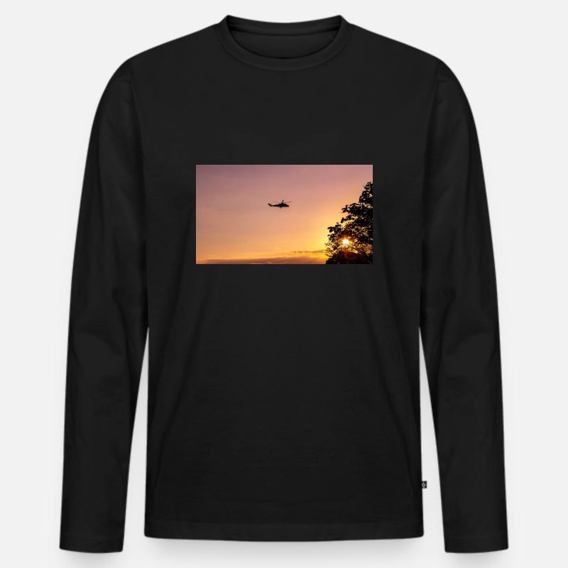 Militärhubschrauber am Himmel - Männer Premium Bio Langarmshirt - Schwarz