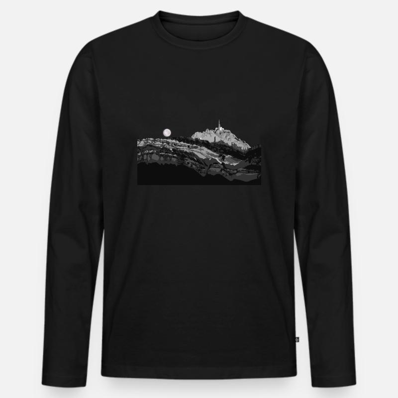 Säntis - Männer Premium Bio Langarmshirt - Schwarz