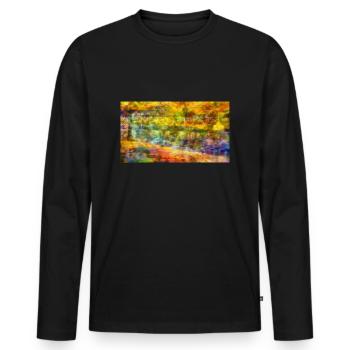 Herbst - Männer Premium Bio Langarmshirt - Schwarz - Vorne - Nico (187cm)