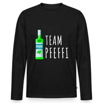 Pfefferminz Likör Pfeffi Vatertag Sauf - Männer Premium Bio Langarmshirt - Schwarz - Vorne - Nico (187cm)