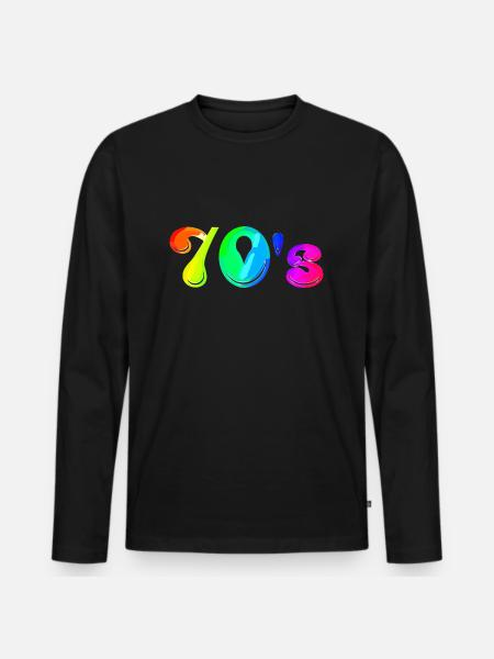 70s | Seventies | Decade | Symbol - Men's Premium Organic Long Sleeve Shirt - black