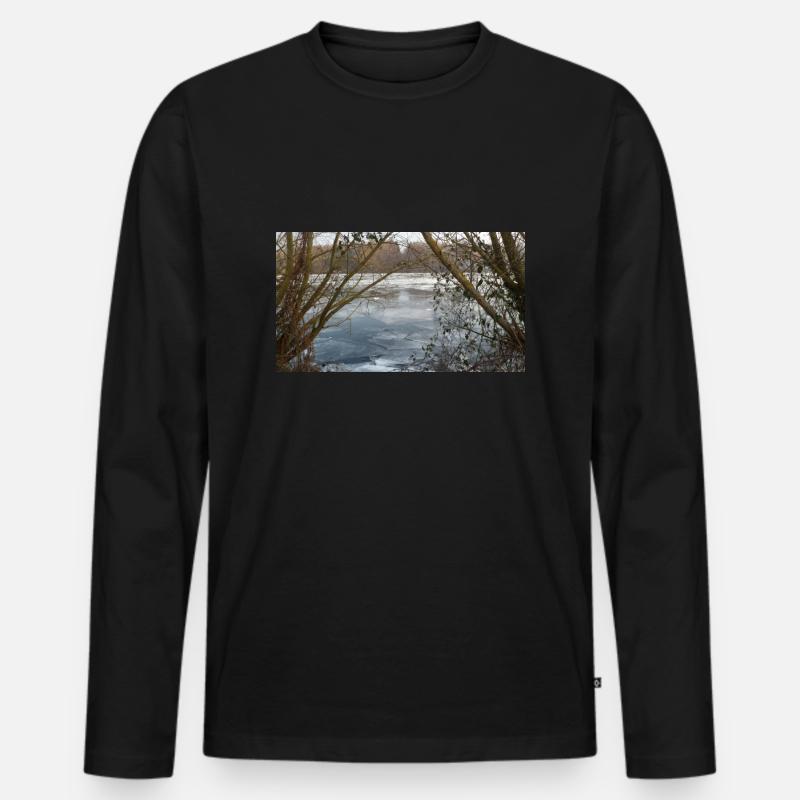 Winter am see mit eis - Männer Premium Bio Langarmshirt - Schwarz