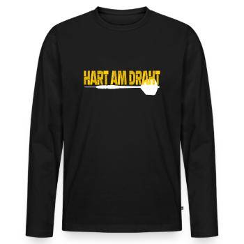 Dart hart am Draht - Männer Premium Bio Langarmshirt - Schwarz - Vorne - Nico (187cm)