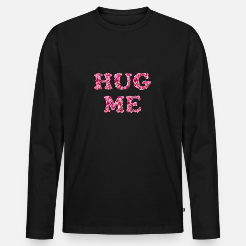 Hug Me mit Rosenblättern - Männer Premium Bio Langarmshirt - Schwarz