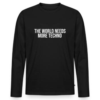 Le monde a besoin de plus de techno - T-shirt manches longues Premium bio Homme - noir - Devant - Nico (187cm)