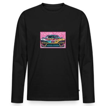 Voiture de course des années 70 - T-shirt manches longues Premium bio Homme - noir - Devant - Nico (187cm)