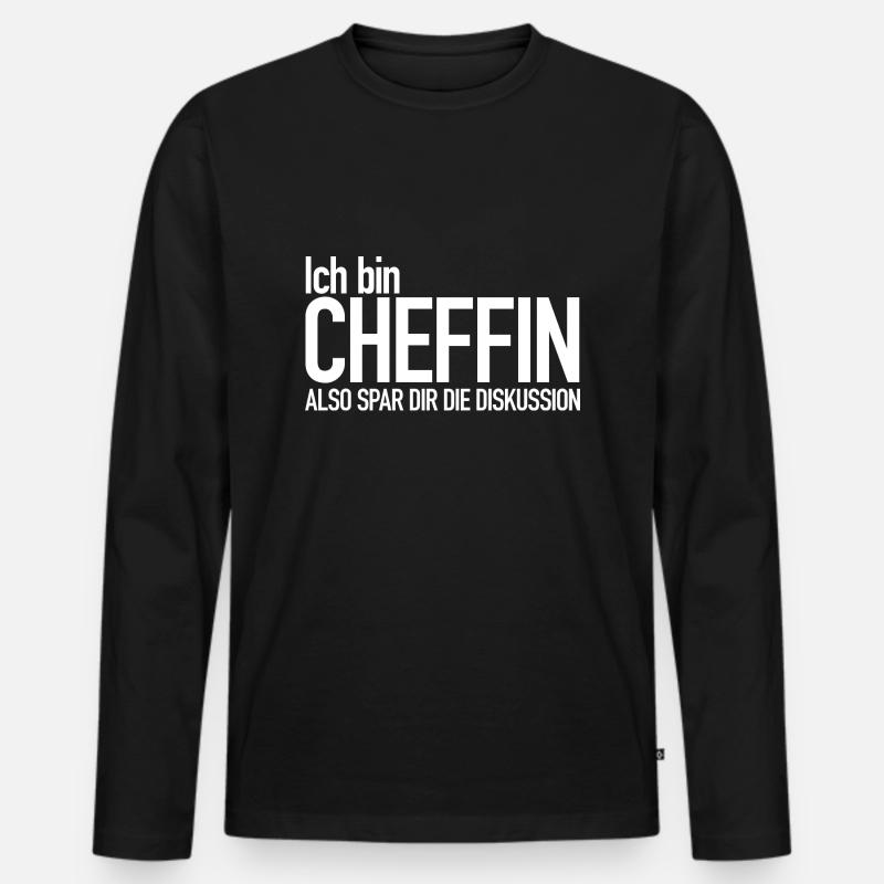 Ich bin Chefin... - Männer Premium Bio Langarmshirt - Schwarz