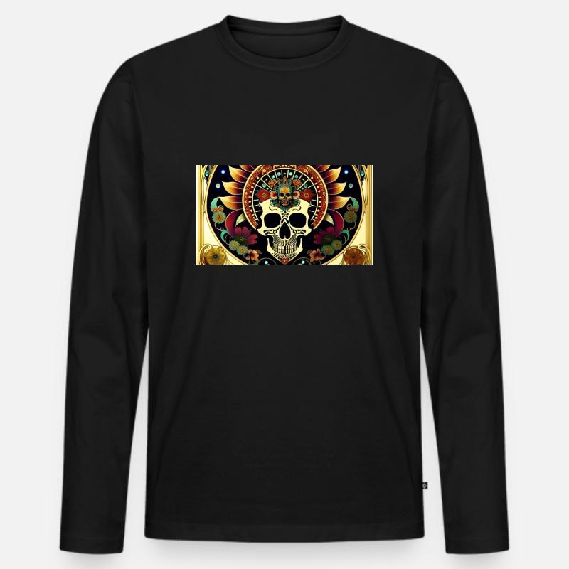 Fiesta Mexicana Skull & Bones - Männer Premium Bio Langarmshirt - Schwarz