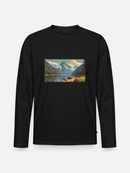 Fiordland-Nationalpark, Neuseeland - Männer Premium Bio Langarmshirt - Schwarz