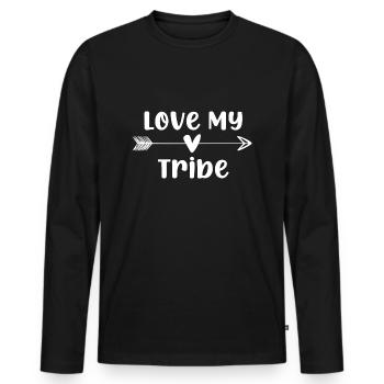 Funny Love My Tribe - Men's Premium Organic Long Sleeve Shirt - black - Front - Nico (187cm)