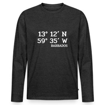 Coordonnées Barbade - Koordinaten - Antilles - T-shirt manches longues Premium bio Homme - anthracite chiné - Devant - Nico (187cm)