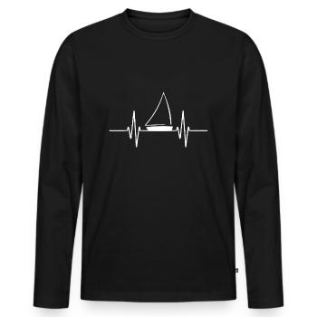 Voile Battement De Coeur Marin Capitaine Voilier - T-shirt manches longues Premium bio Homme - noir - Devant - Nico (187cm)