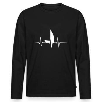 Voile Battement De Coeur Marin Capitaine Voilier - T-shirt manches longues Premium bio Homme - noir - Devant - Nico (187cm)