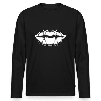 Redefreiheit - Lipps in Stacheldraht - Männer Premium Bio Langarmshirt - Schwarz - Vorne - Nico (187cm)
