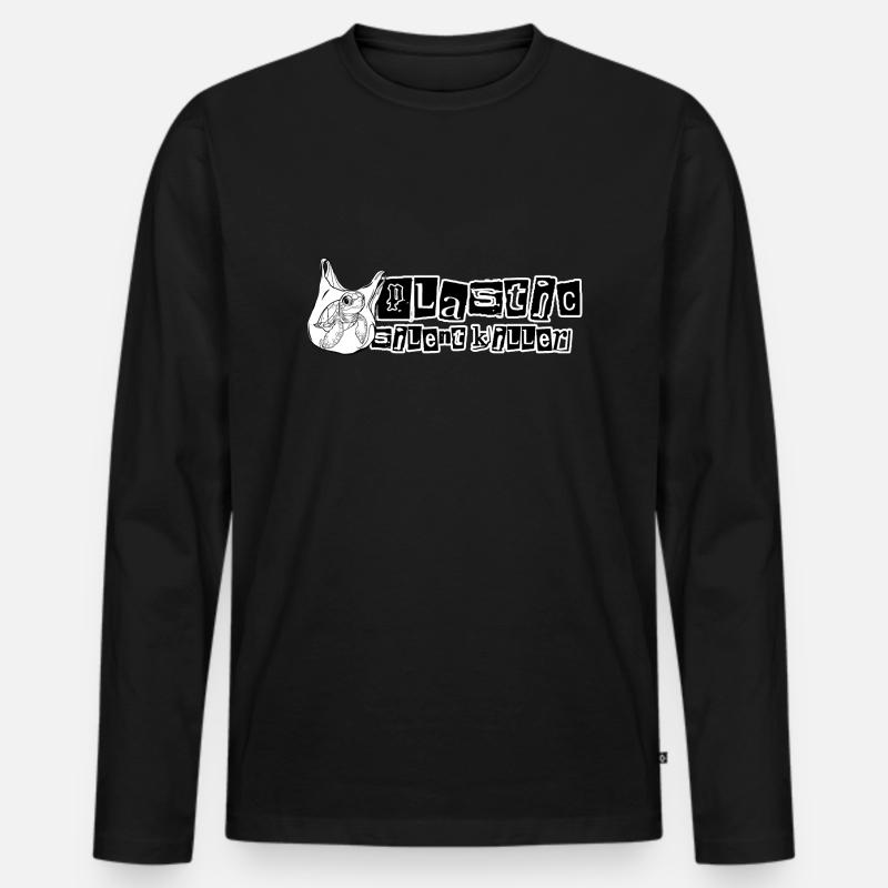 Plastik // Stiller Killer // Illustration - Männer Premium Bio Langarmshirt - Schwarz
