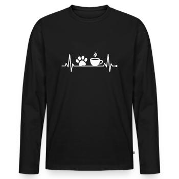 Dog Heartbeat Coffee Dog Owner Dog Paw - T-shirt manches longues Premium bio Homme - noir - Devant - Nico (187cm)