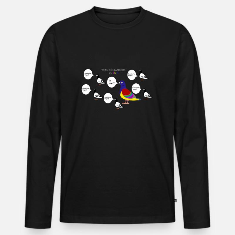 Trau dich anders zu sein - Männer Premium Bio Langarmshirt - Schwarz