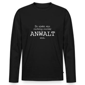 So sieht ein richtig cooler Anwalt aus. - Männer Premium Bio Langarmshirt - Schwarz - Vorne - Nico (187cm)