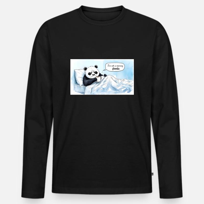 Morgendlicher Panda - Männer Premium Bio Langarmshirt - Schwarz
